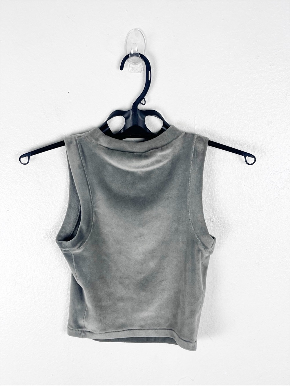 SKIMS Gray Velour High Neck Tank Top Size XS Casual Neutral Cozy Minimalist Boho - Picture 2 of 8